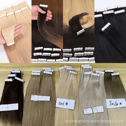 Wholesale sunset tape in hair extension 100% remy mrs tape hair extension double drawn vendors human hair extensions tape